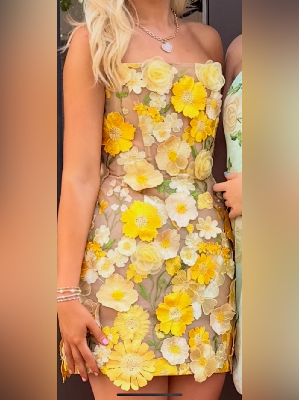 Bronx and Banco Strapless Floral Dress in Yellow and Cream - Picture 3 of 6